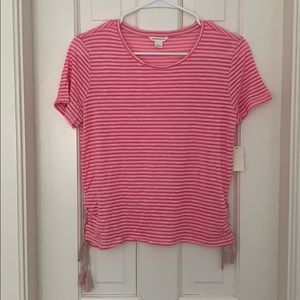 Pink striped t-shirt with tassels